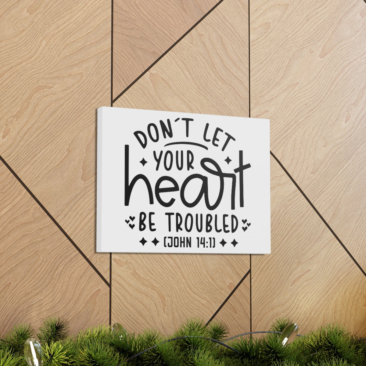 Scripture Walls Your Heart John 14:1 Star Heart Bible Verse Canvas Christian Wall Art Ready to Hang Unframed-Express Your Love Gifts