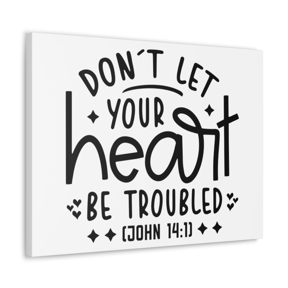 Scripture Walls Your Heart John 14:1 Star Heart Bible Verse Canvas Christian Wall Art Ready to Hang Unframed-Express Your Love Gifts