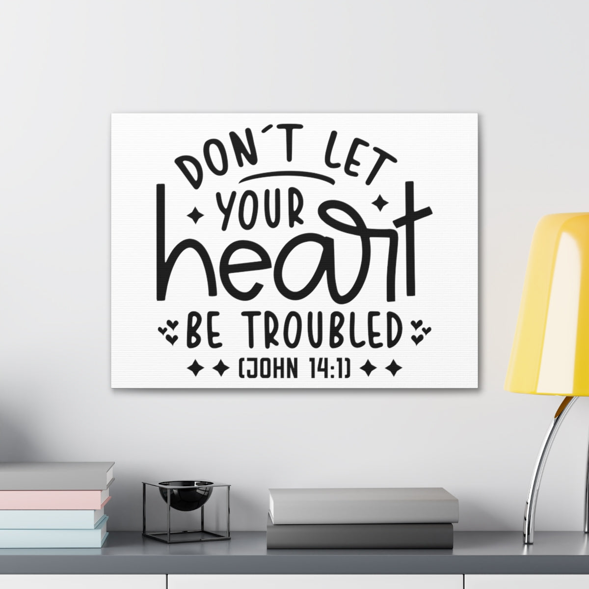 Scripture Walls Your Heart John 14:1 Star Heart Bible Verse Canvas Christian Wall Art Ready to Hang Unframed-Express Your Love Gifts