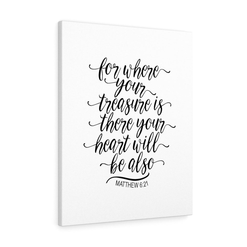 Scripture Walls Your Heart Matthew 6:21 Bible Verse Canvas Christian Wall Art Ready to Hang Unframed-Express Your Love Gifts