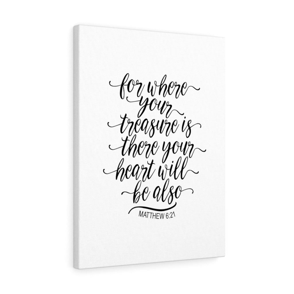 Scripture Walls Your Heart Matthew 6:21 Bible Verse Canvas Christian Wall Art Ready to Hang Unframed-Express Your Love Gifts