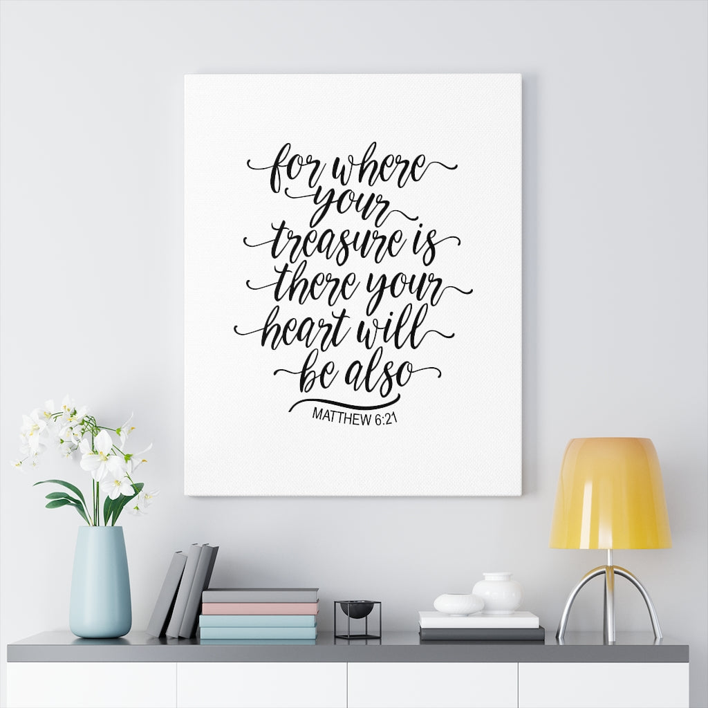 Scripture Walls Your Heart Matthew 6:21 Bible Verse Canvas Christian Wall Art Ready to Hang Unframed-Express Your Love Gifts