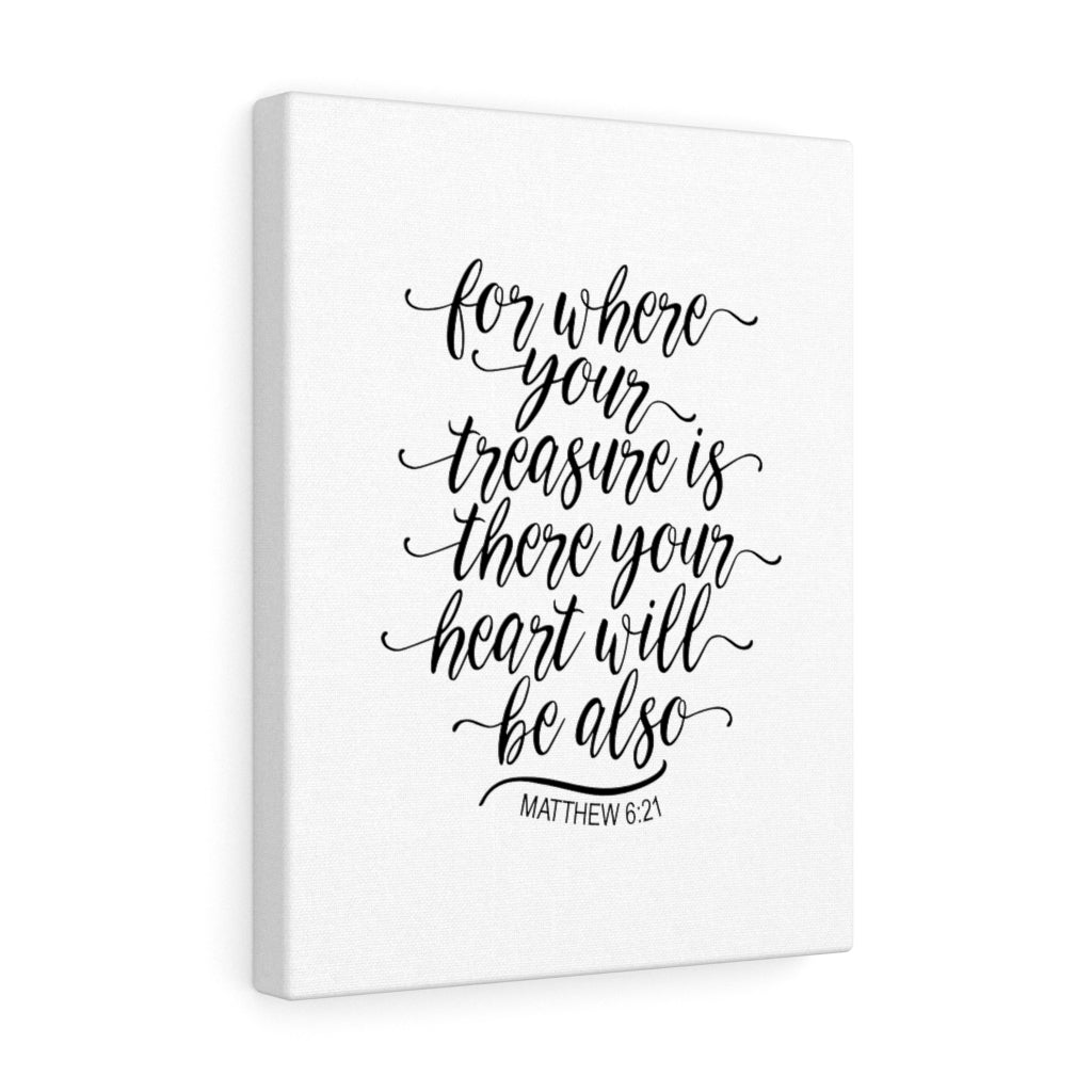 Scripture Walls Your Heart Matthew 6:21 Bible Verse Canvas Christian Wall Art Ready to Hang Unframed-Express Your Love Gifts