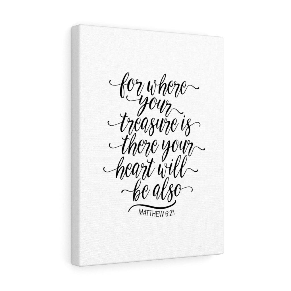 Scripture Walls Your Heart Matthew 6:21 Bible Verse Canvas Christian Wall Art Ready to Hang Unframed-Express Your Love Gifts