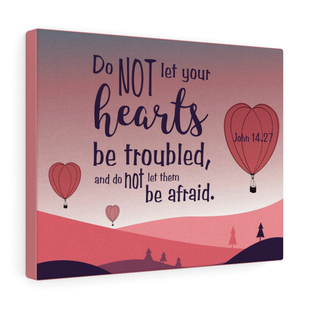 Scripture Walls Your Hearts Pink John 14:27 Bible Verse Canvas Christian Wall Art Ready to Hang Unframed-Express Your Love Gifts