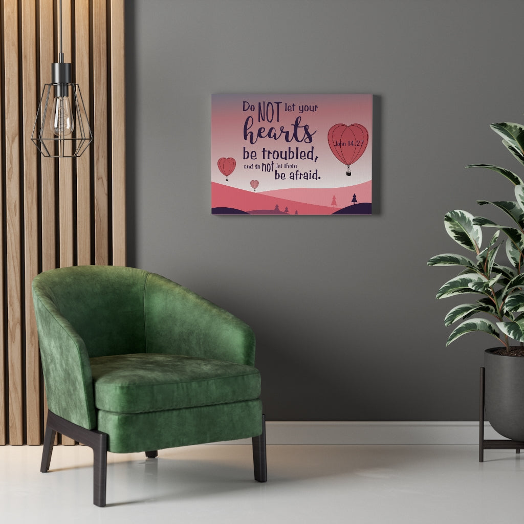 Scripture Walls Your Hearts Pink John 14:27 Bible Verse Canvas Christian Wall Art Ready to Hang Unframed-Express Your Love Gifts