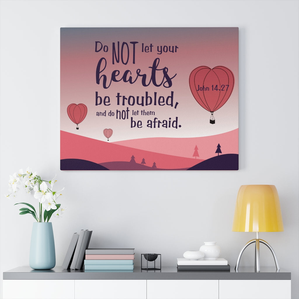 Scripture Walls Your Hearts Pink John 14:27 Bible Verse Canvas Christian Wall Art Ready to Hang Unframed-Express Your Love Gifts