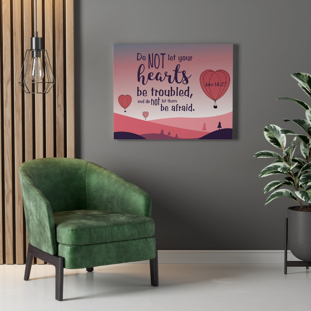 Scripture Walls Your Hearts Pink John 14:27 Bible Verse Canvas Christian Wall Art Ready to Hang Unframed-Express Your Love Gifts