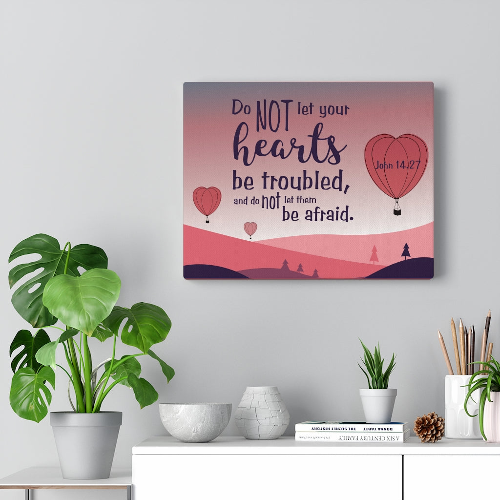 Scripture Walls Your Hearts Pink John 14:27 Bible Verse Canvas Christian Wall Art Ready to Hang Unframed-Express Your Love Gifts