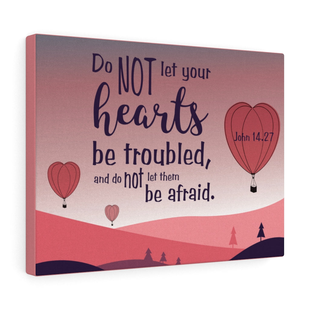 Scripture Walls Your Hearts Pink John 14:27 Bible Verse Canvas Christian Wall Art Ready to Hang Unframed-Express Your Love Gifts