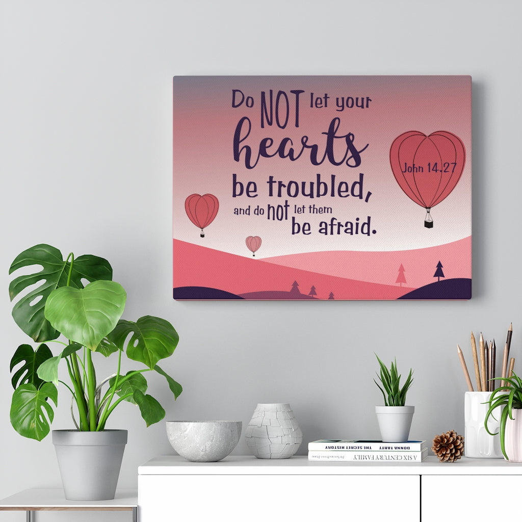 Scripture Walls Your Hearts Pink John 14:27 Bible Verse Canvas Christian Wall Art Ready to Hang Unframed-Express Your Love Gifts