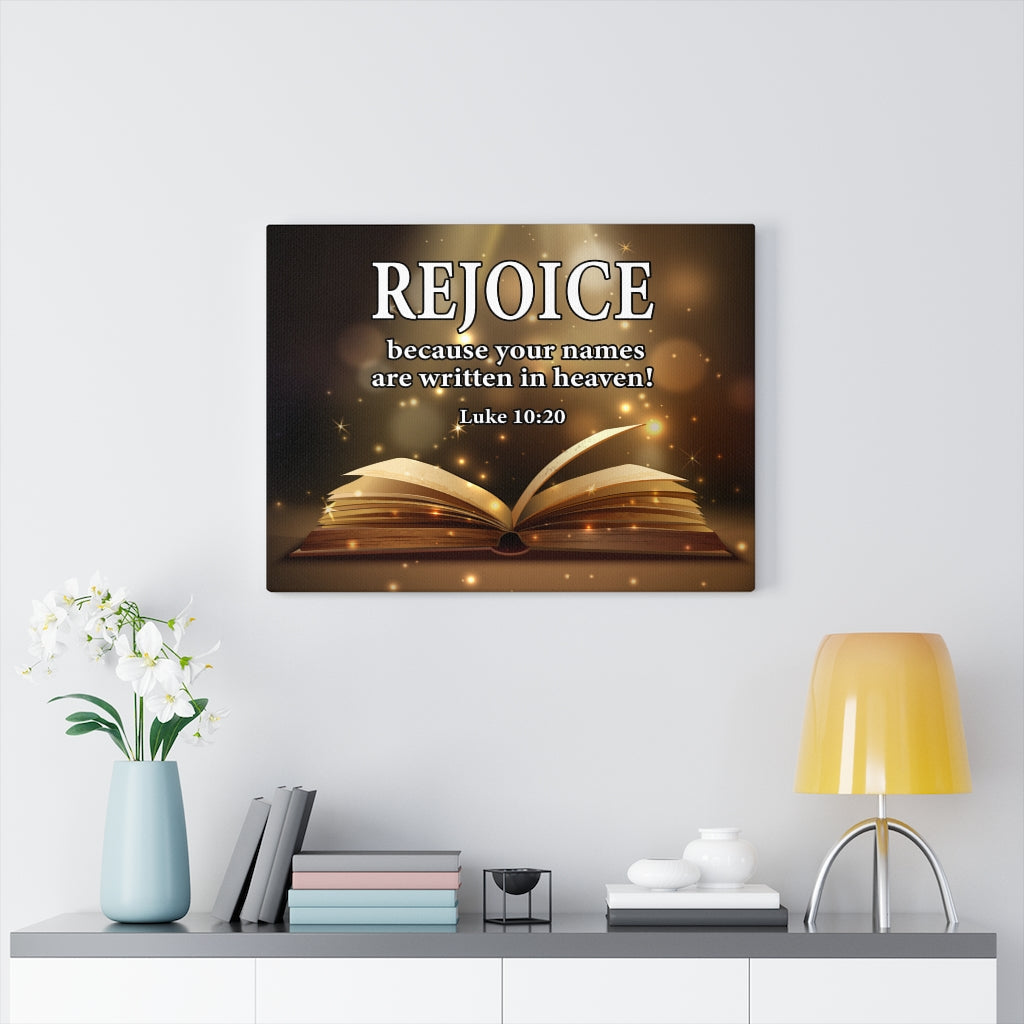 Scripture Walls Your Names in Heaven Luke 10:20 Scripture Bible Verse Canvas Christian Wall Art Ready to Hang Unframed-Express Your Love Gifts