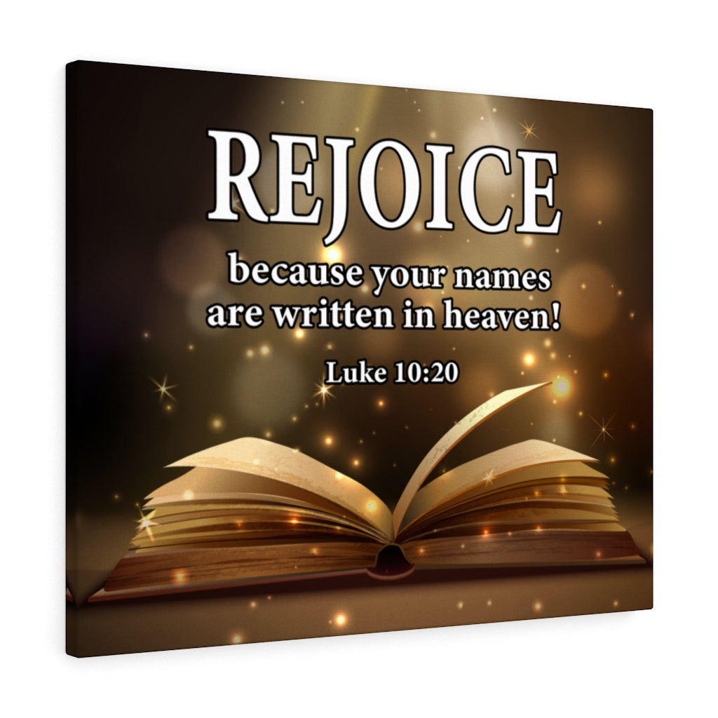 Scripture Walls Your Names in Heaven Luke 10:20 Scripture Bible Verse Canvas Christian Wall Art Ready to Hang Unframed-Express Your Love Gifts