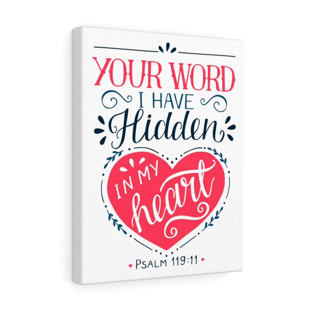 Scripture Walls Your Word Psalm 119:11 Red Heart Bible Verse Canvas Christian Wall Art Ready to Hang Unframed-Express Your Love Gifts