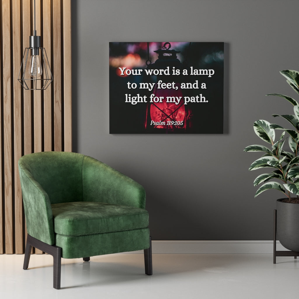 Scripture Walls Your Words Is Lamp Psalm 119:105 Bible Verse Canvas Christian Wall Art Ready to Hang Unframed-Express Your Love Gifts