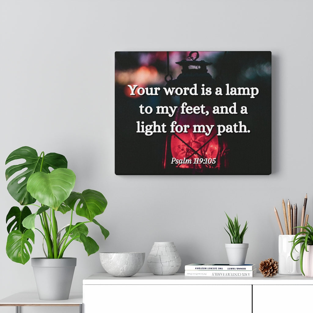 Scripture Walls Your Words Is Lamp Psalm 119:105 Bible Verse Canvas Christian Wall Art Ready to Hang Unframed-Express Your Love Gifts