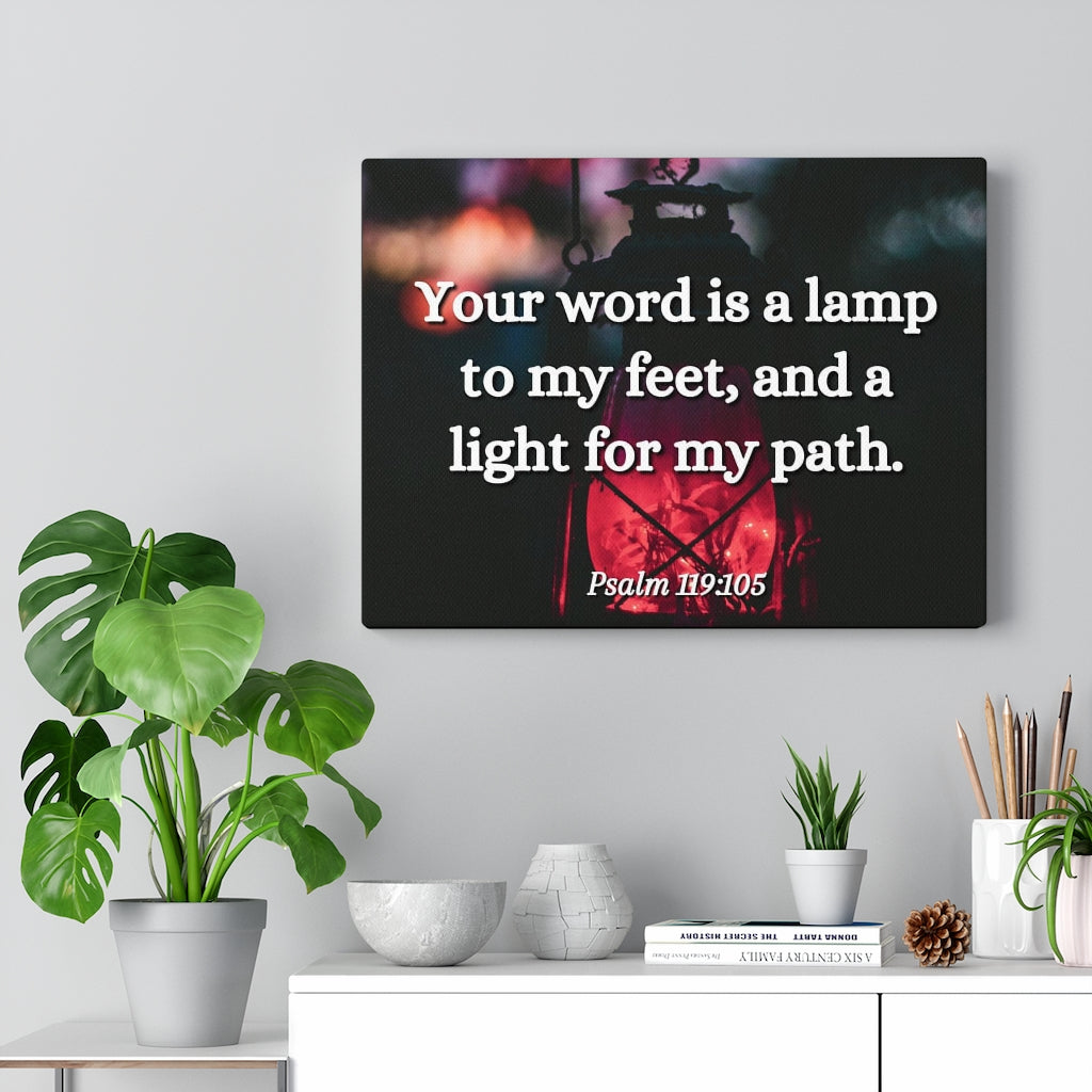 Scripture Walls Your Words Is Lamp Psalm 119:105 Bible Verse Canvas Christian Wall Art Ready to Hang Unframed-Express Your Love Gifts