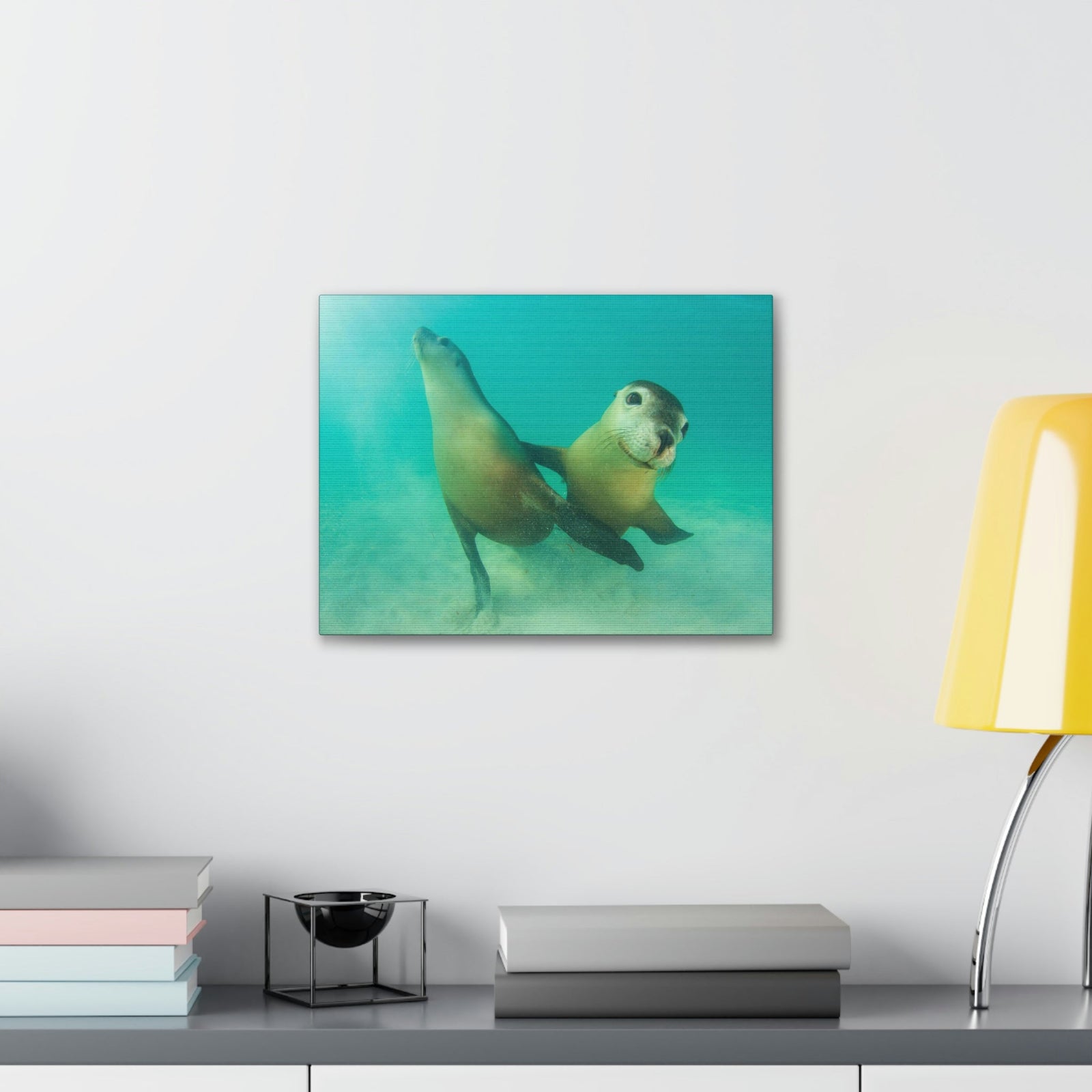 Scripture Walls Sea Lion Couple Sea Lion Couple Print Animal Wall Art Wildlife Canvas Prints Wall Art Ready to Hang Unframed-Express Your Love Gifts