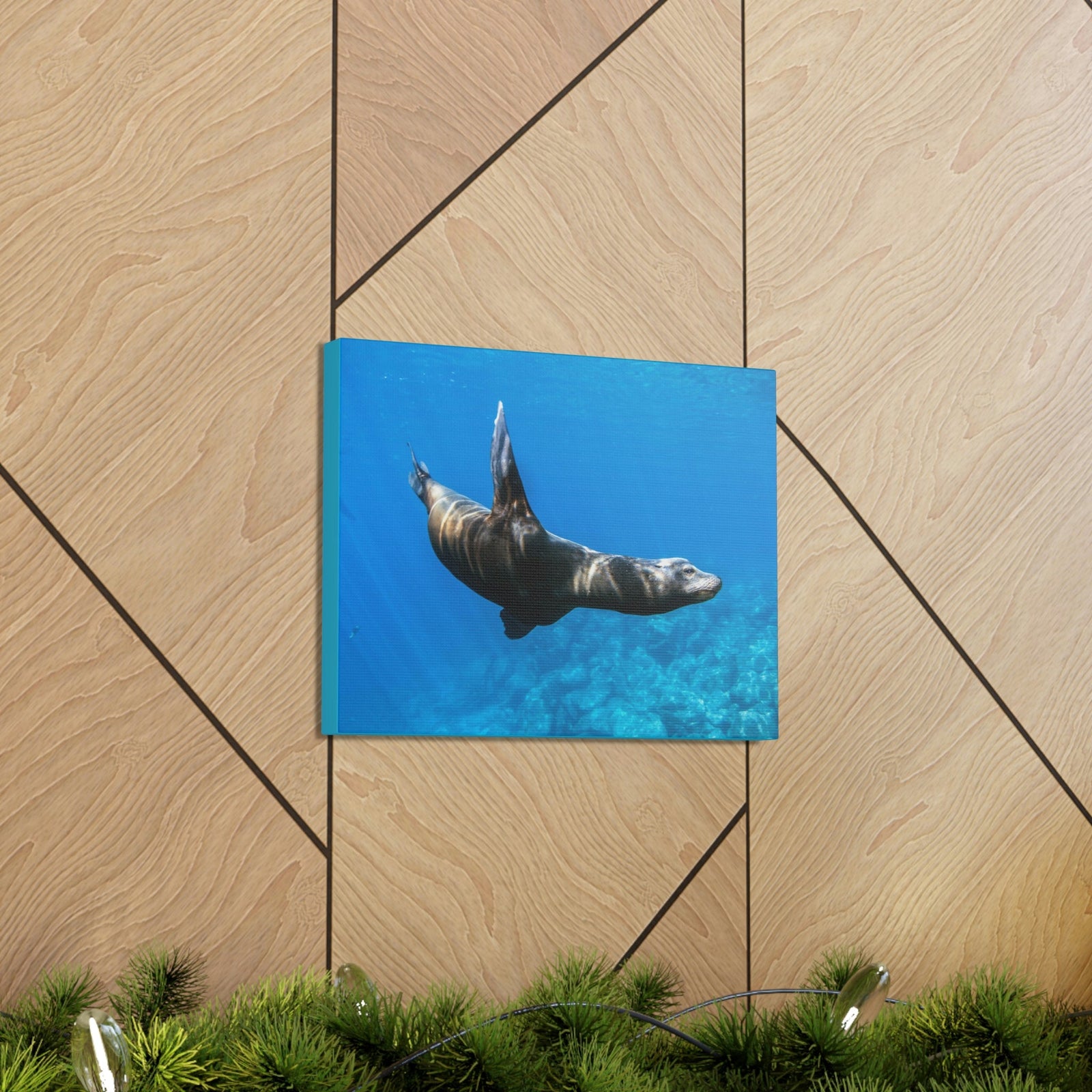 Scripture Walls Sea Lion Hunting Sea Lion on Hunt Print Animal Wall Art Wildlife Canvas Prints Wall Art Ready to Hang Unframed-Express Your Love Gifts