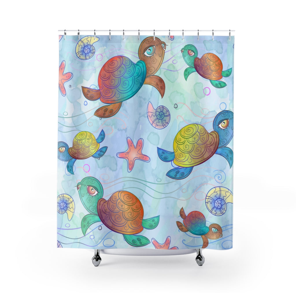 Seamless Sea Turtles Stylish Design 71" x 74" Elegant Waterproof Shower Curtain for a Spa-like Bathroom Paradise Exceptional Craftsmanship-Express Your Love Gifts