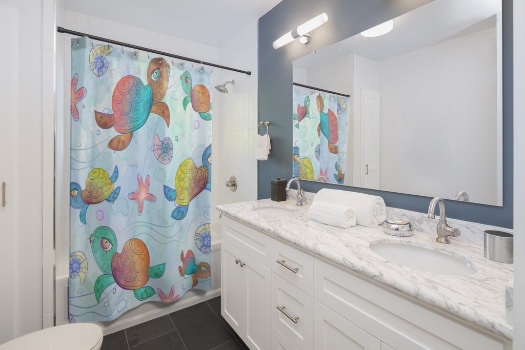 Seamless Sea Turtles Stylish Design 71" x 74" Elegant Waterproof Shower Curtain for a Spa-like Bathroom Paradise Exceptional Craftsmanship-Express Your Love Gifts