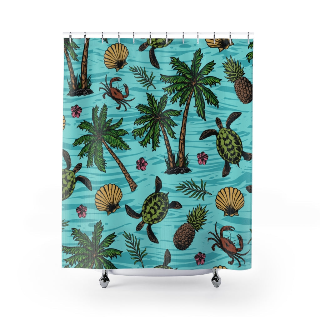 Seashells Crabs Pineapples Stylish Design 71" x 74" Elegant Waterproof Shower Curtain for a Spa-like Bathroom Paradise Exceptional Craftsmanship-Express Your Love Gifts
