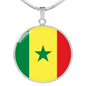 Senegal Flag Necklace Circle Pendant Stainless Steel or 18k Gold 18-22"-Express Your Love Gifts