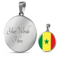 Senegal Flag Necklace Circle Pendant Stainless Steel or 18k Gold 18-22"-Express Your Love Gifts