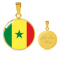 Senegal Flag Necklace Circle Pendant Stainless Steel or 18k Gold 18-22"-Express Your Love Gifts