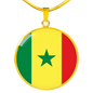 Senegal Flag Necklace Circle Pendant Stainless Steel or 18k Gold 18-22"-Express Your Love Gifts
