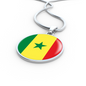 Senegal Flag Necklace Circle Pendant Stainless Steel or 18k Gold 18-22"-Express Your Love Gifts