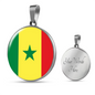Senegal Flag Necklace Circle Pendant Stainless Steel or 18k Gold 18-22"-Express Your Love Gifts