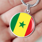 Senegal Flag Necklace Circle Pendant Stainless Steel or 18k Gold 18-22"-Express Your Love Gifts