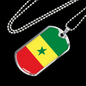 Senegal Flag Necklace Stainless Steel or 18k Gold Dog Tag 24" Chain-Express Your Love Gifts
