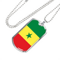 Senegal Flag Necklace Stainless Steel or 18k Gold Dog Tag 24" Chain-Express Your Love Gifts