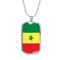 Senegal Flag Necklace Stainless Steel or 18k Gold Dog Tag 24" Chain-Express Your Love Gifts