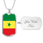 Senegal Flag Necklace Stainless Steel or 18k Gold Dog Tag 24" Chain-Express Your Love Gifts