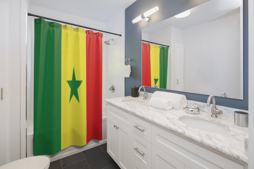Senegal Flag Stylish Design 71" x 74" Elegant Waterproof Shower Curtain for a Spa-like Bathroom Paradise Exceptional Craftsmanship-Express Your Love Gifts