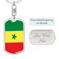 Senegal Flag Swivel Keychain Dog Tag Stainless Steel or 18k Gold-Express Your Love Gifts