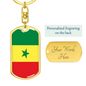 Senegal Flag Swivel Keychain Dog Tag Stainless Steel or 18k Gold-Express Your Love Gifts