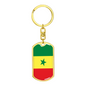 Senegal Flag Swivel Keychain Dog Tag Stainless Steel or 18k Gold-Express Your Love Gifts