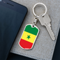 Senegal Flag Swivel Keychain Dog Tag Stainless Steel or 18k Gold-Express Your Love Gifts
