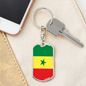 Senegal Flag Swivel Keychain Dog Tag Stainless Steel or 18k Gold-Express Your Love Gifts