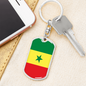 Senegal Flag Swivel Keychain Dog Tag Stainless Steel or 18k Gold-Express Your Love Gifts