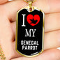 Senegal Parrot Necklace Stainless Steel or 18k Gold Dog Tag 24" Chain-Express Your Love Gifts