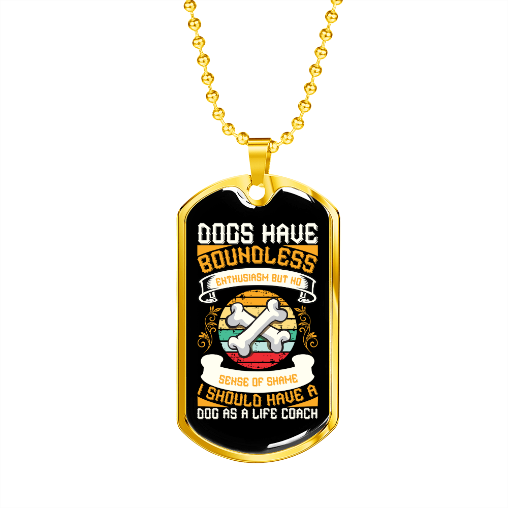 Sense of Shame White Necklace Stainless Steel or 18k Gold Dog Tag 24" Chain-Express Your Love Gifts