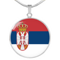 Serbia Flag Necklace Circle Pendant Stainless Steel or 18k Gold 18-22"-Express Your Love Gifts