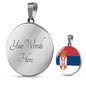 Serbia Flag Necklace Circle Pendant Stainless Steel or 18k Gold 18-22"-Express Your Love Gifts