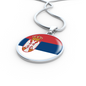 Serbia Flag Necklace Circle Pendant Stainless Steel or 18k Gold 18-22"-Express Your Love Gifts