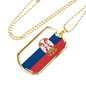 Serbia Flag Necklace Stainless Steel or 18k Gold Dog Tag 24" Chain-Express Your Love Gifts